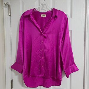 L'AGENCE Pink 100% Silk Button-up Blouse